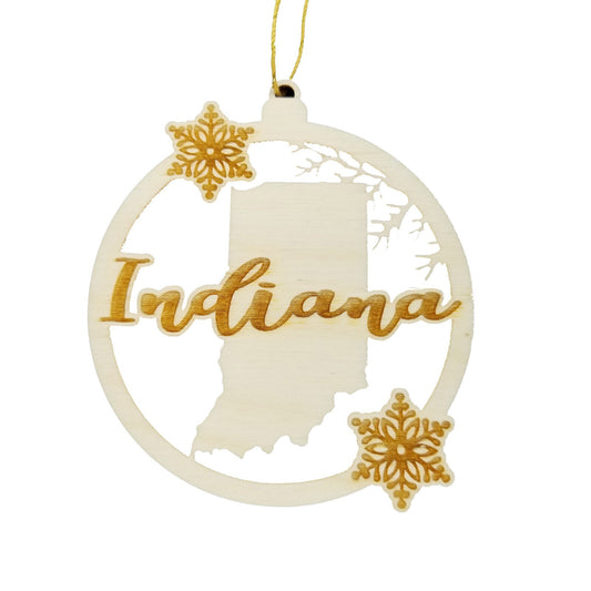 Wholesale Indiana Ornament - State Shape with Snowflakes Cutout IN Souvenir