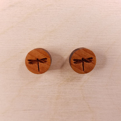 Dragonfly Earrings - Wood Earrings - California Redwood Stud Earrings - CA Souvenir Keepsake - Post Earrings - Dragonfly Lover