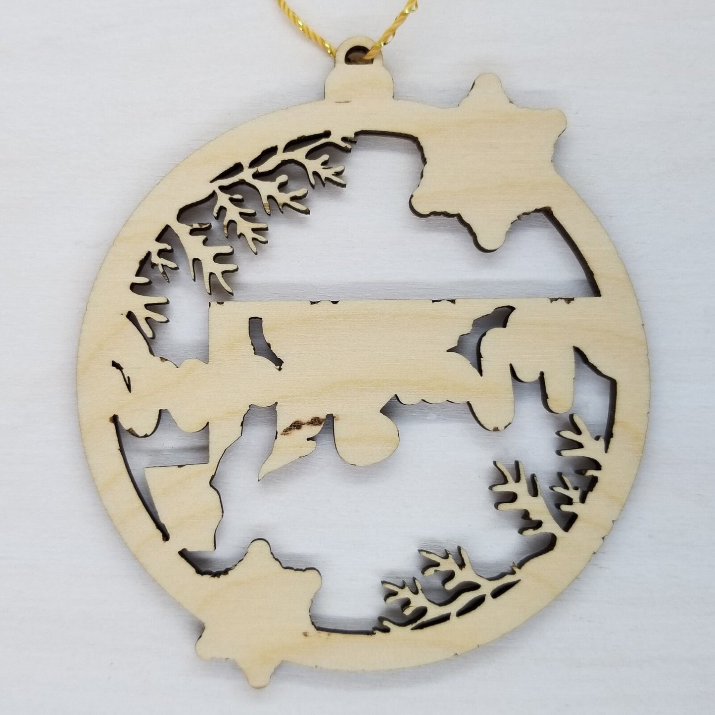 Wholesale Maryland Wood Ornament -  State Shape with Snowflakes Cutout MD - Wood Souvenir