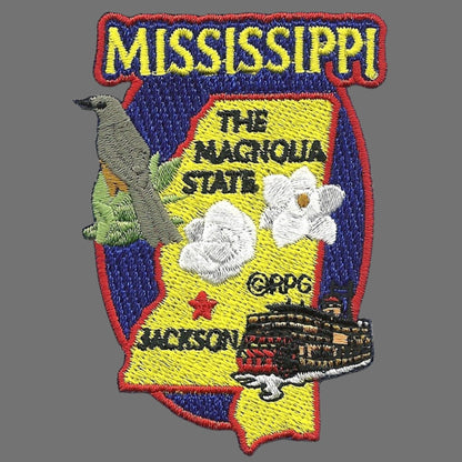 Mississippi Patch State Travel Patch MS Souvenir Embellishment or Applique 3" The Magnolia State Jackson Mockingbird Ferry Magnolia Iron On