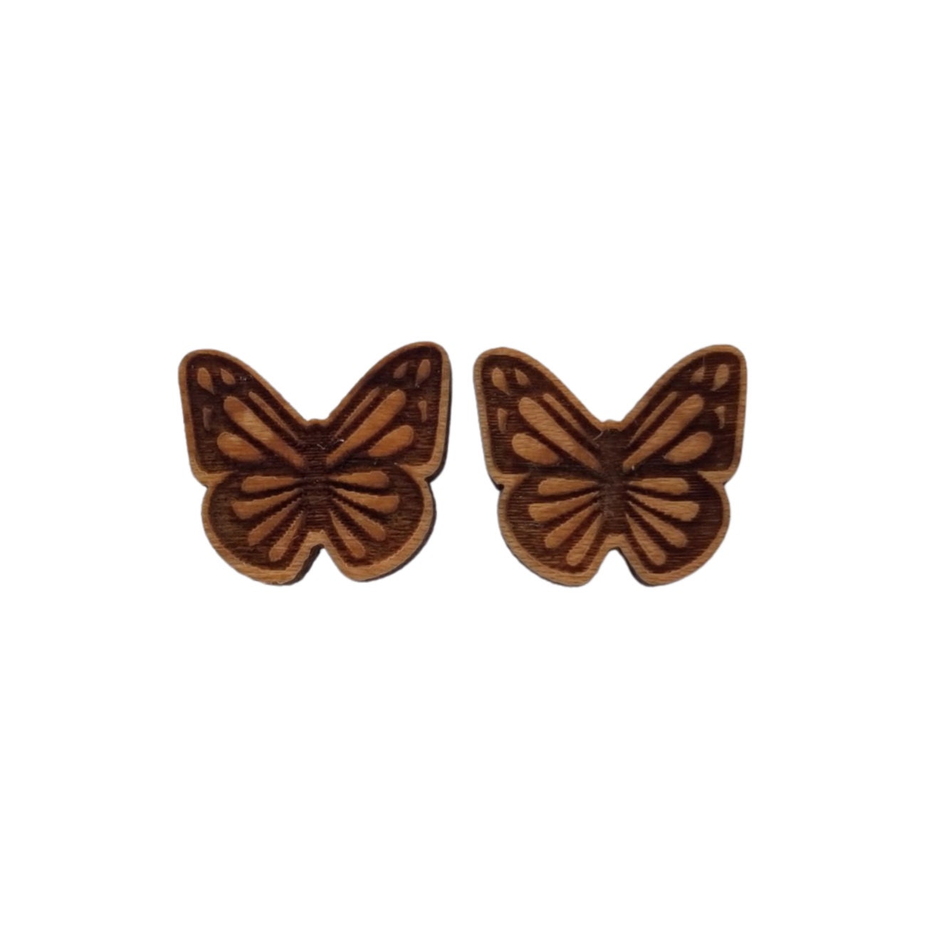 Butterfly Earrings - Cherry Wood Earrings - Stud Earrings - Post Earrings