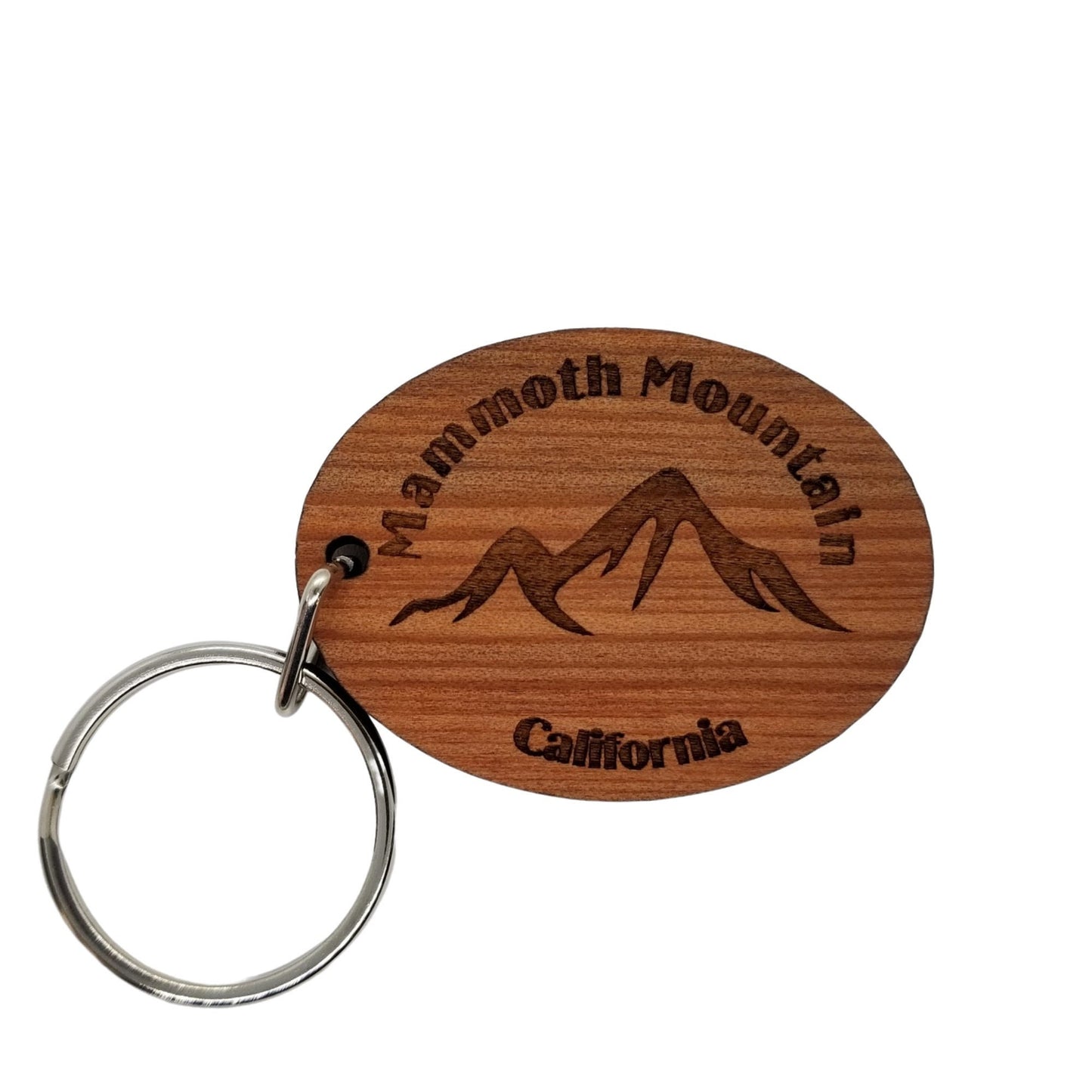 Mammoth Mountain CA Keychain Mountains Wood Keyring California Souvenir Hiking Skiing Inyo National Forest Madera Mono Counties Key Tag Bag