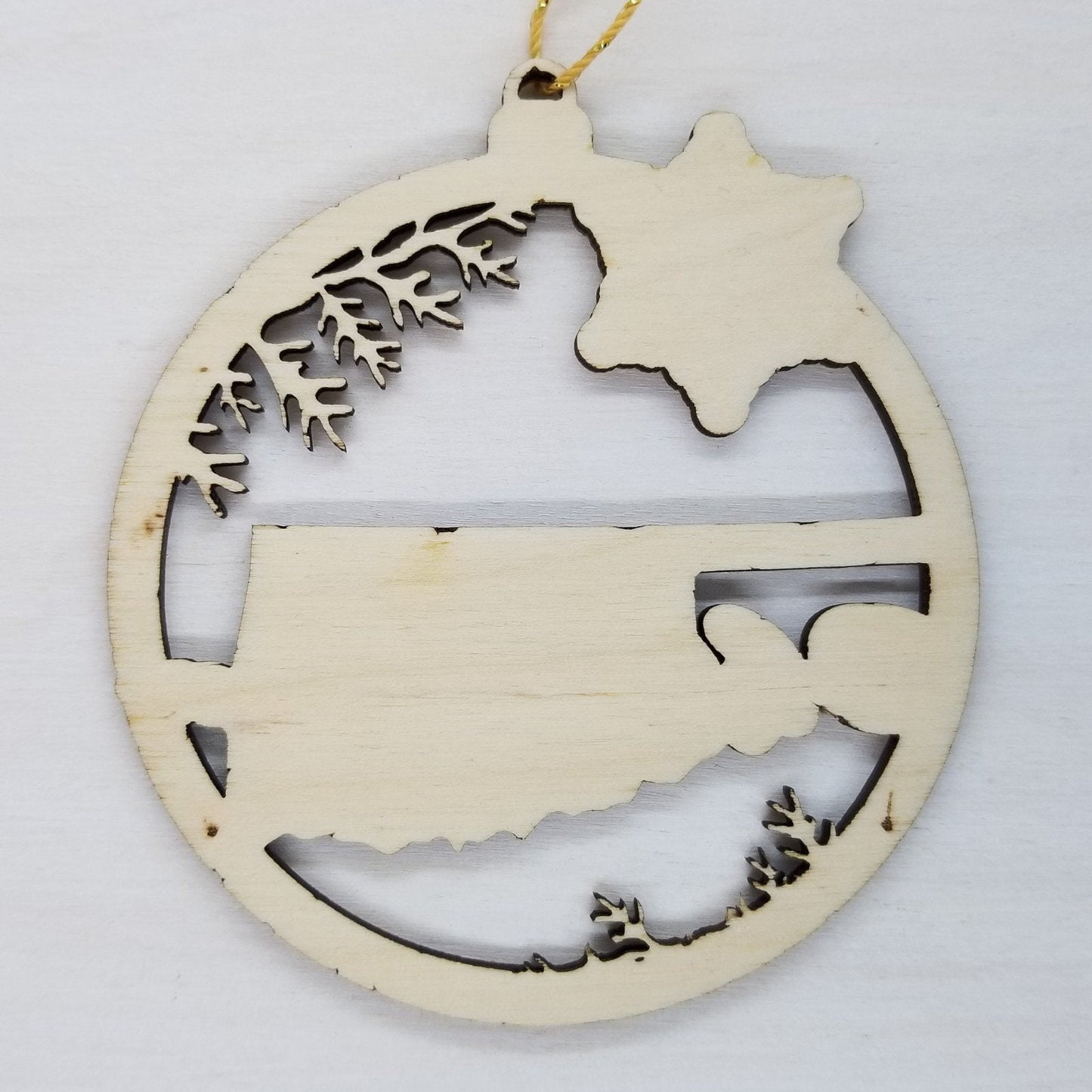 Wholesale Oklahoma Wood Ornament -  State Shape with Snowflakes OK Cutout - Wood Souvenir