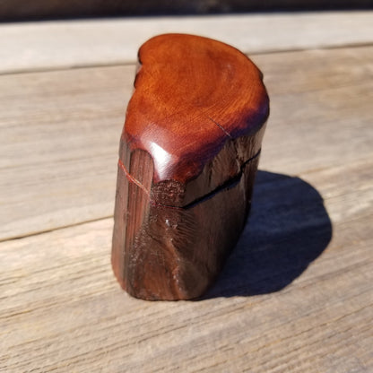 Wood Ring Box Redwood Rustic Handmade California Storage Live Edge Mini #376 Birthday Gift Christmas Gift Mother's Day Gift