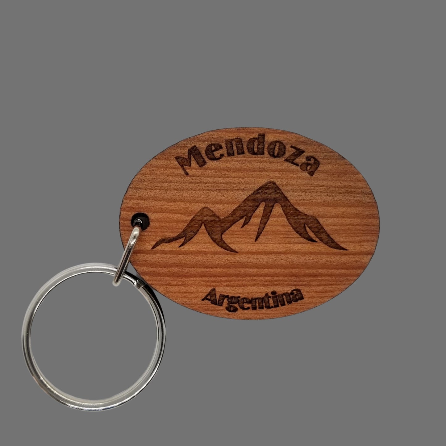 Mendoza Keychain Argentina Mountains Wood Keyring Argentina Souvenir Andes Mountains Skiing Skier Ski Climbing Mountaineering Hiking Key Tag