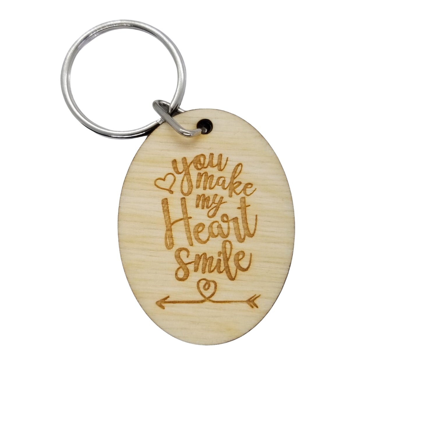 You Make My Heart Smile Wood Keychain Keyring Gift - Key Chain Key Tag Love Gift Valentines Day Gift Anniversary Gift