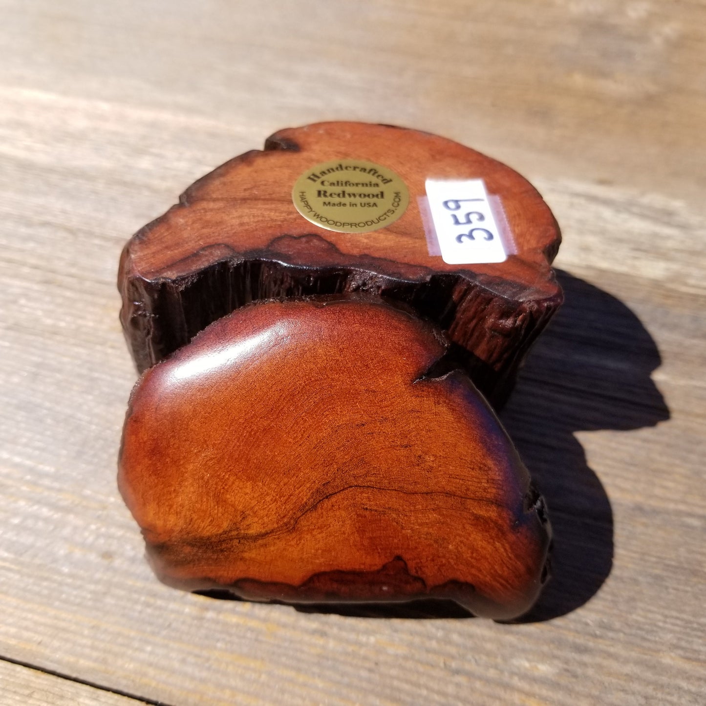 Wood Ring Box Redwood Rustic Handmade California Storage Live Edge Mini #359 Birthday Gift Christmas Gift Mother's Day Gift