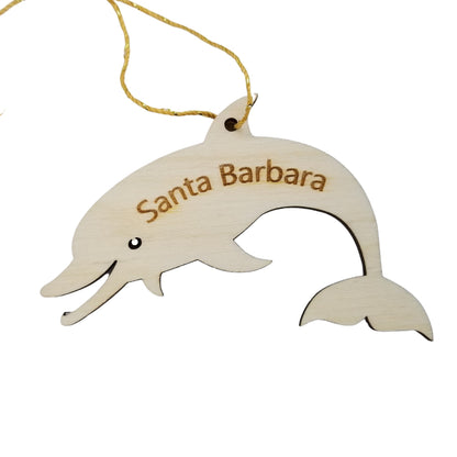 Wholesale Santa Barbara California Ornament - Wood Souvenir - CA Smiling Dolphin