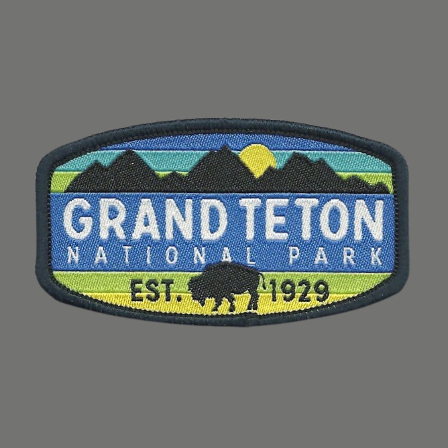 Wyoming Patch – Grand Teton National Park WY Travel Souvenir Patch 2.75" Iron On Sew On Embellishment Applique Buffalo Bison