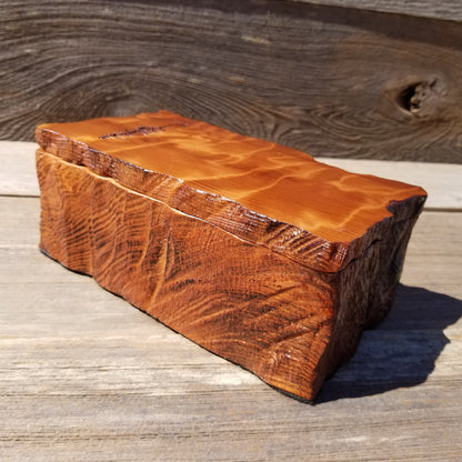 Wood Valet Box Curly Redwood Tree Engraved Rustic Handmade CA Storage #368 Handcrafted Christmas Gift Engagement Gift for Men Jewelry