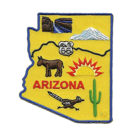 Arizona Patch - Iron on Souvenir Grand Canyon - Cactus Route 66 - Roadrunner Badge Emblem