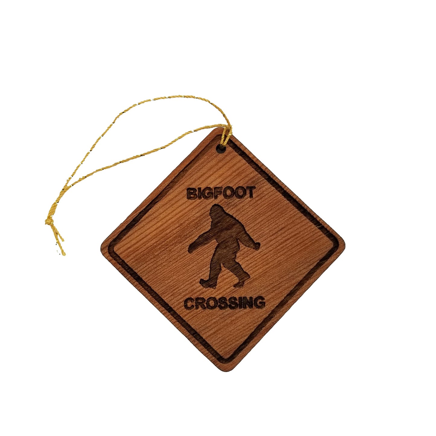 Bigfoot Ornament - Bigfoot Crossing - California Redwood - PNW