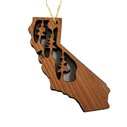 California State Wood Christmas Ornament Redwood Laser Cut Handmade Made in USA Housewarming Gift Souvenir Memento