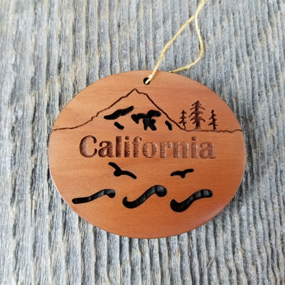 California Christmas Ornament Oval Wood Souvenir - 15001