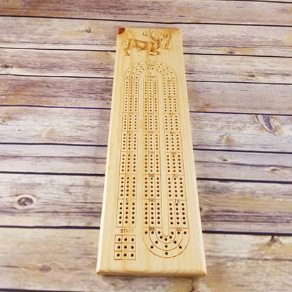 Deer Buck Wood Cribbage Board Handmade 3 Player #274