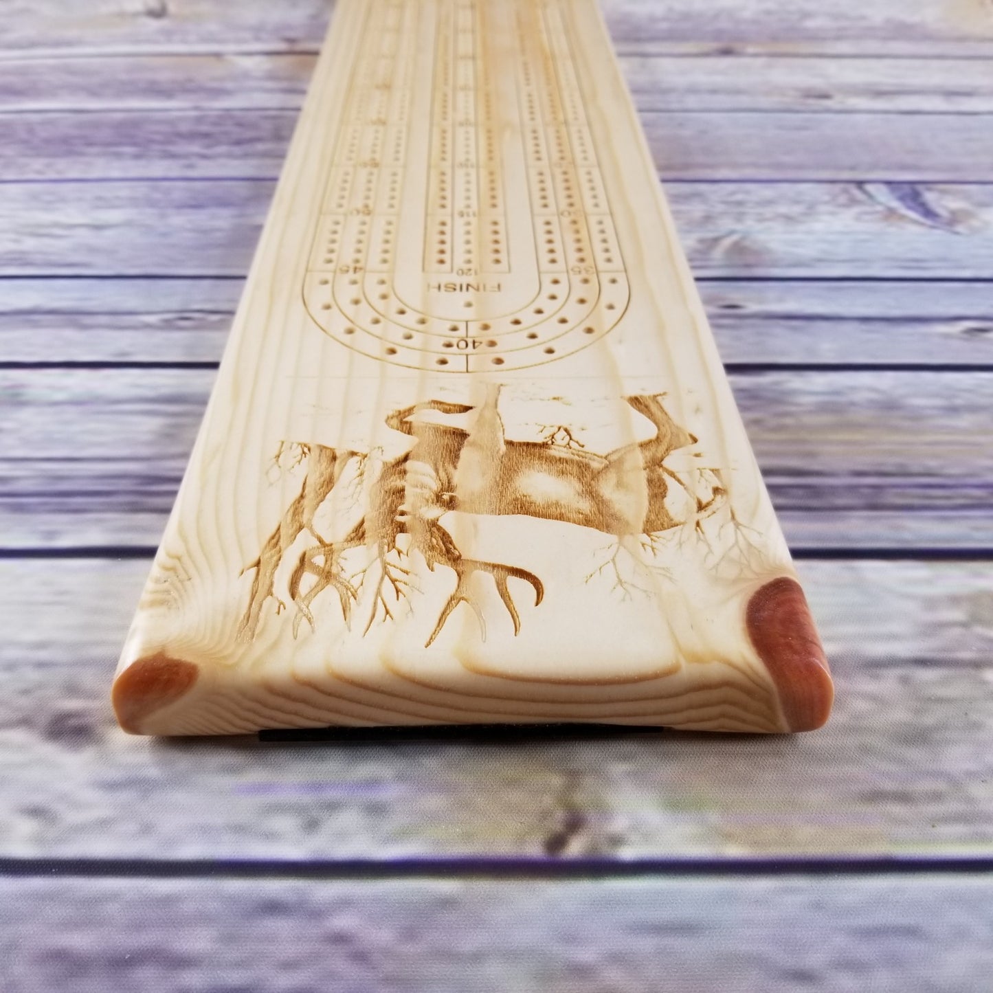 Deer Buck Wood Cribbage Board Handmade 3 Player #274