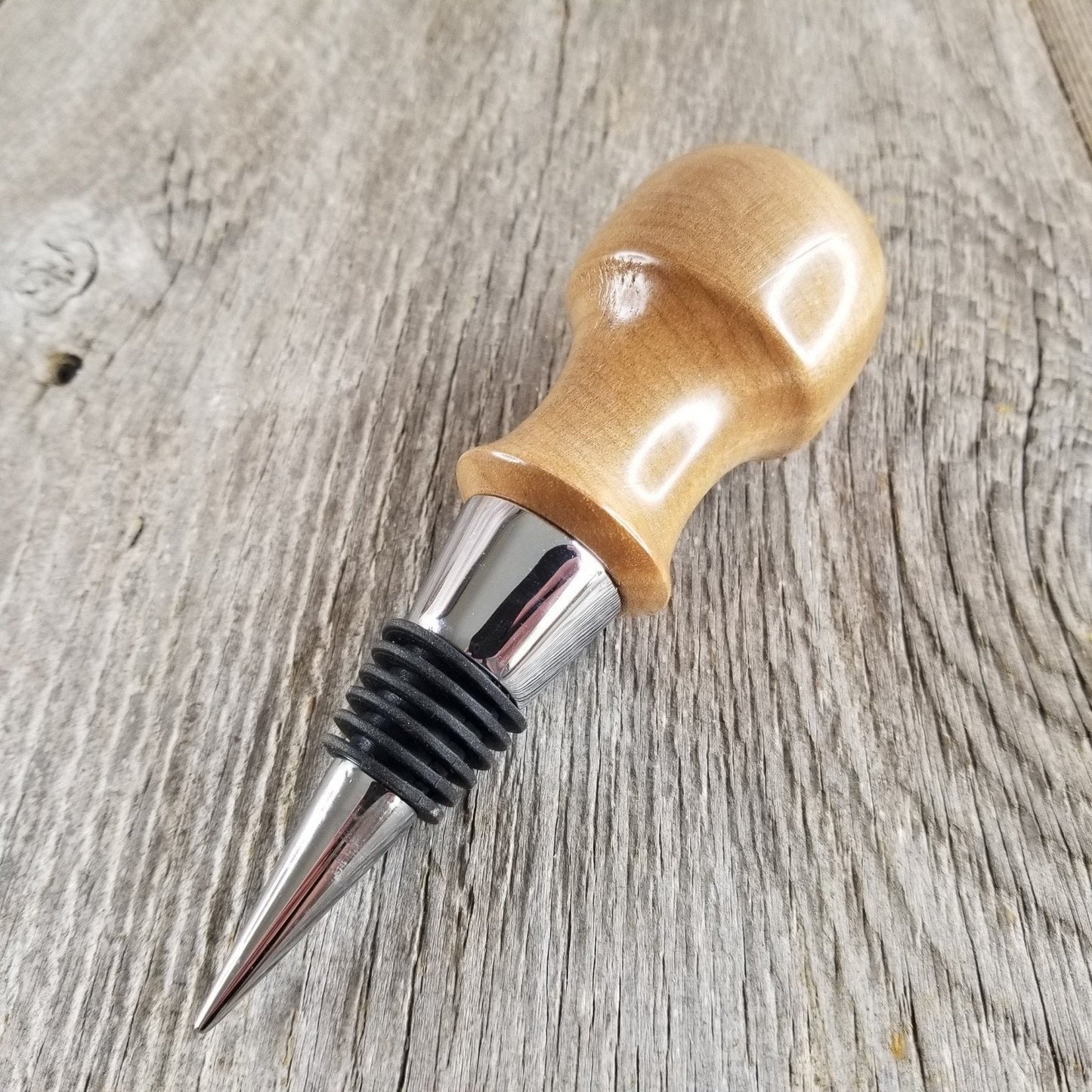 Wood Wine Stopper Maple Hand Turned Handmade Smooth Top Bottle Cork #302