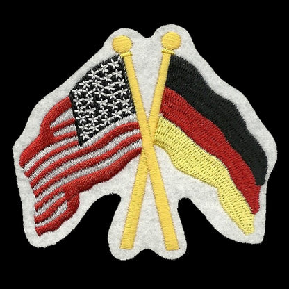 USA and Germany Flags Iron On Patch Crossed Flags - Heritage Pride Badge Emblem