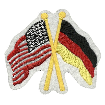 USA and Germany Flags Iron On Patch Crossed Flags - Heritage Pride Badge Emblem