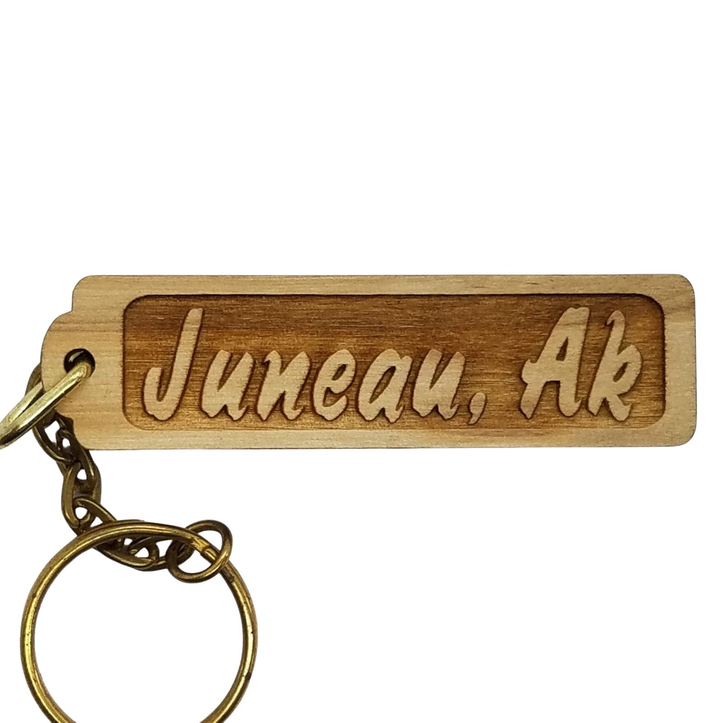 Juneau Alaska Wood Keychain Rectangle Souvenir Travel Gift - Wood Gift Key Ring