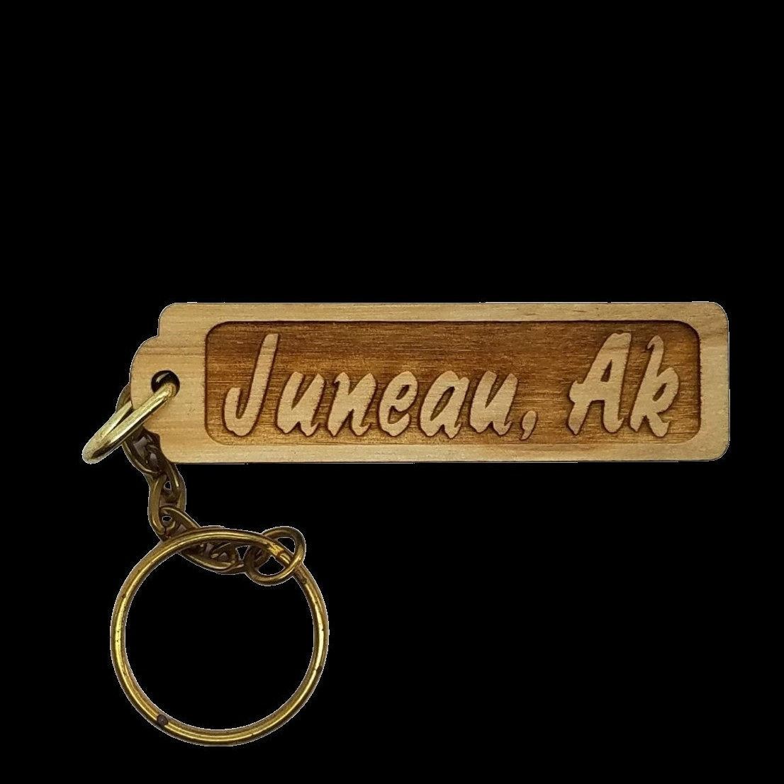 Juneau Alaska Wood Keychain Rectangle Souvenir Travel Gift - Wood Gift Key Ring