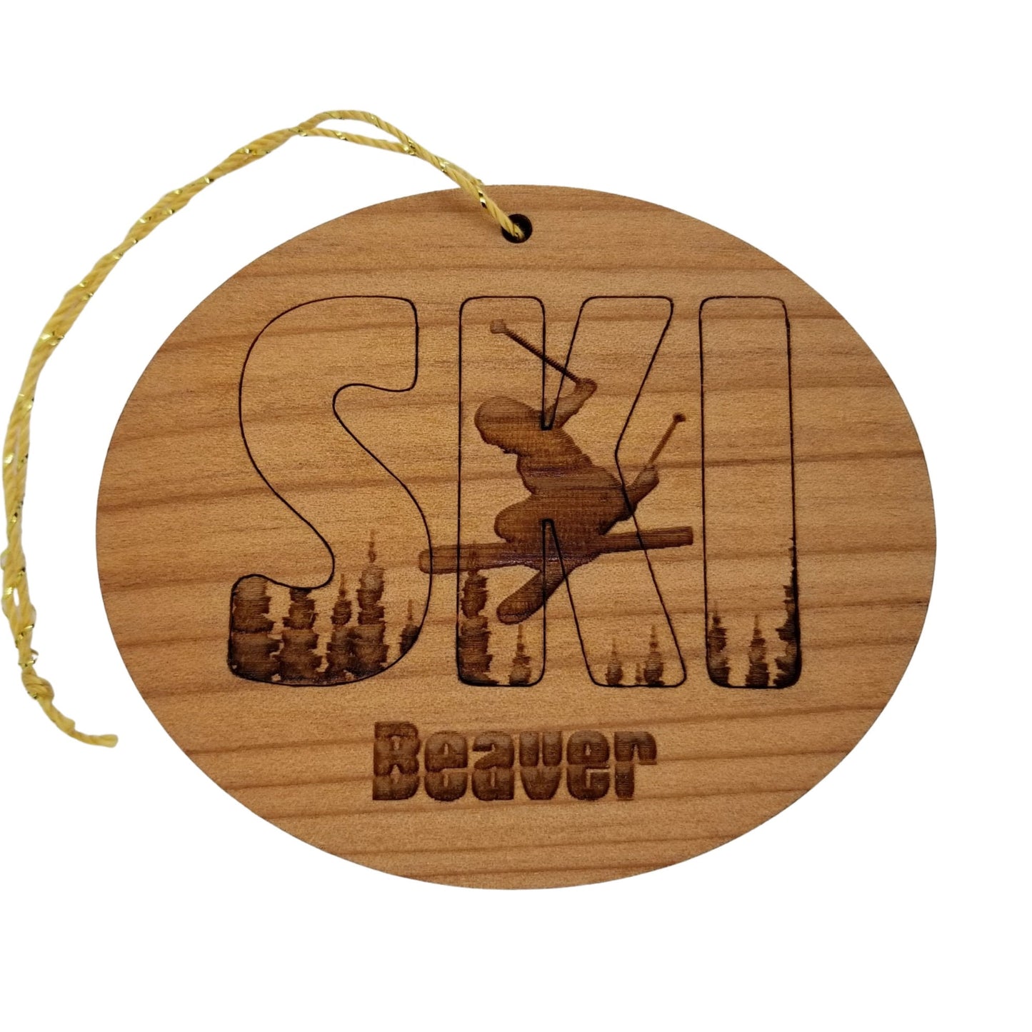 Beaver Colorado Ski Ornament - Handmade Wood Ornament - CO Souvenir - Ski Skiing Skier Trees Christmas Travel Gift