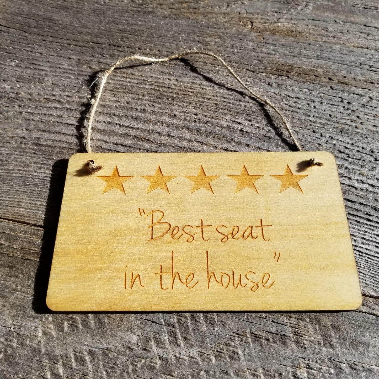 Funny Sign - 5 Stars Best Seat in the House - Rustic Decor - Funny Wood Signs - Coworker Gift Bathroom Humor Toilet Decor