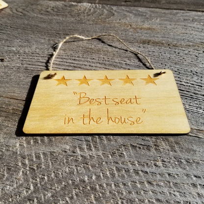 Funny Sign - 5 Stars Best Seat in the House - Rustic Decor - Funny Wood Signs - Coworker Gift Bathroom Humor Toilet Decor