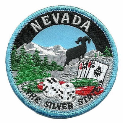 Nevada Patch - The Silver State - Travel Patch Iron On - NV Souvenir Patch - Embellishment Applique - Gambling Patch 3"