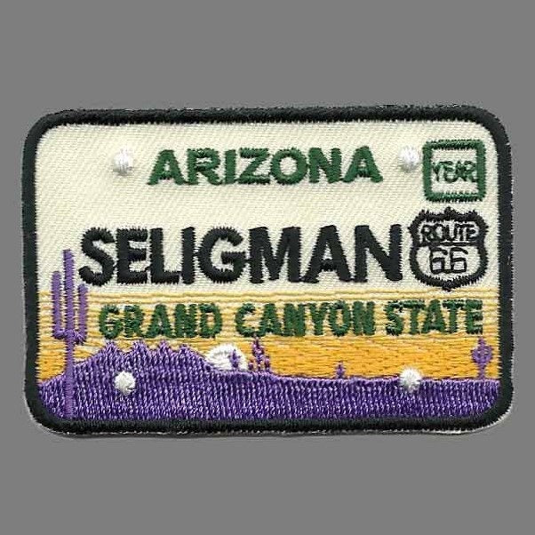 Seligman Arizona Patch – Iron On Grand Canyon State – License Plate Travel AZ Souvenir Badge Emblem 2.75"