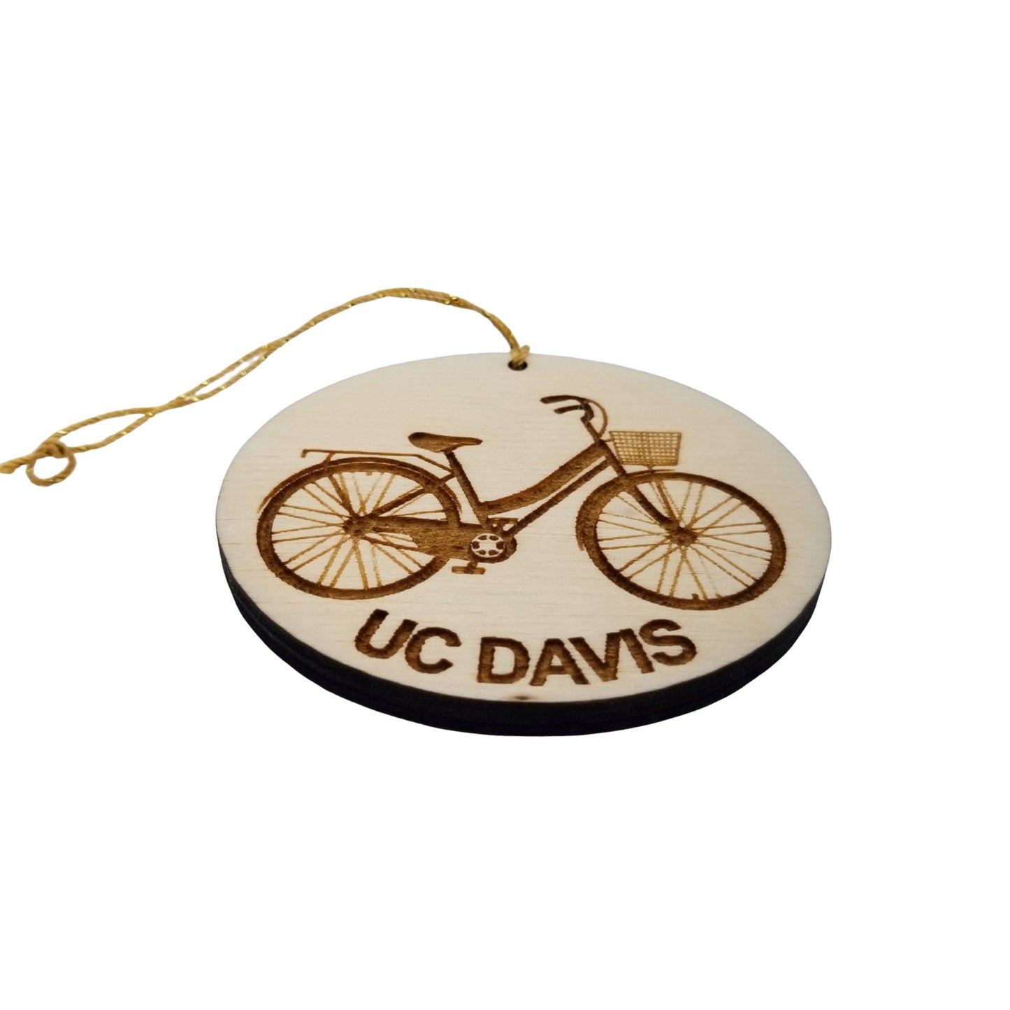Nantucket Wood Ornament - Womens Bicycle with Basket and Bike Rack - Handmade Wood Ornament Made in USA Christmas Decor