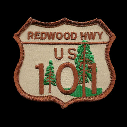 Redwood Hwy US 101 Sign Patch - Iron On California Souvenir Badge Emblem