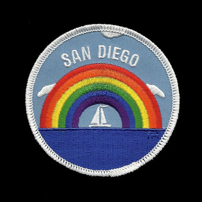 San Diego Patch - Rainbow and Sailboat - Iron On California Souvenir Badge Emblem