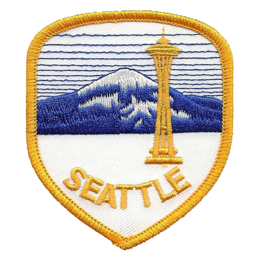 Seattle Patch - Iron on Space Needle - Mt Rainier Washington Souvenir Badge Emblem