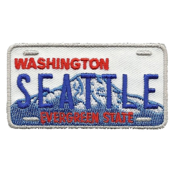 Seattle Patch - The Evergreen State - WA License Plate Iron On Souvenir Badge Emblem