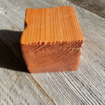 Wood Little Girl Jewelry Box Ring Box #402 Redwood Rustic Handmade California Redwood Jewelry Box Storage Box Square 3 inch