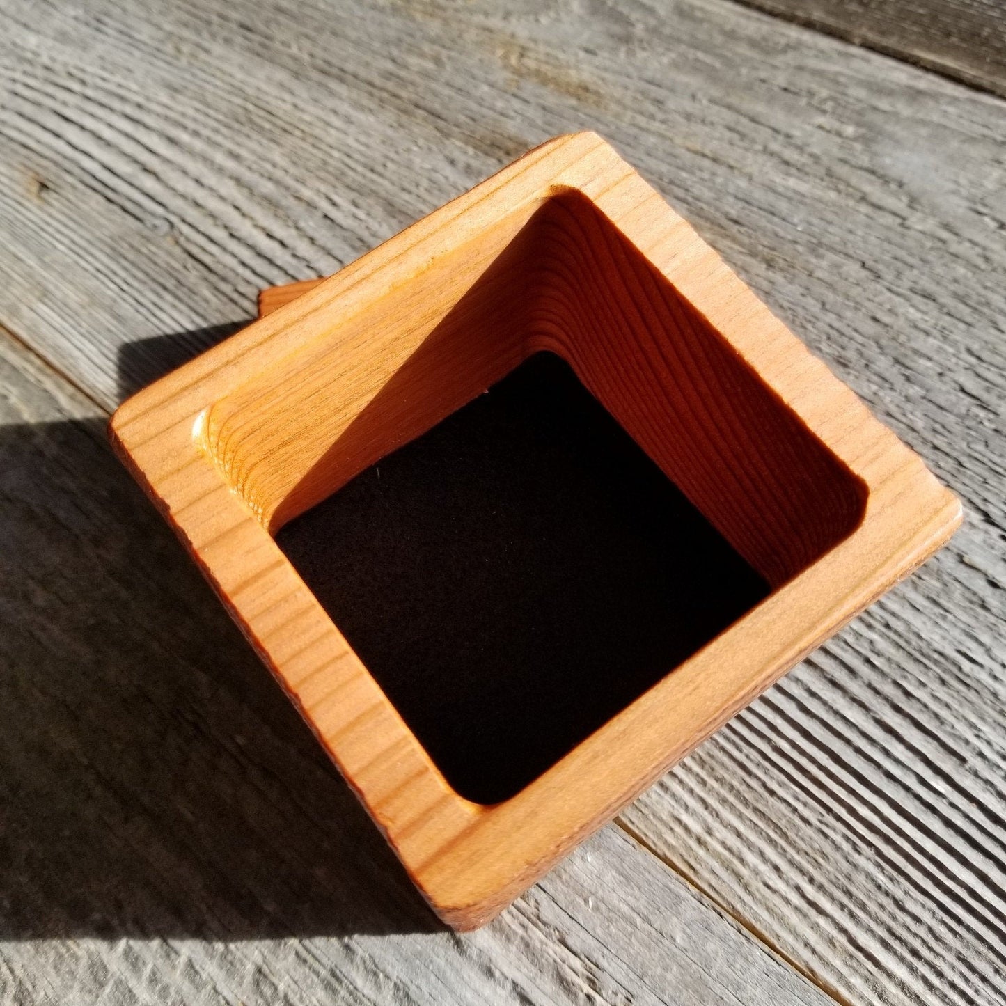 Wood Little Girl Jewelry Box Ring Box #402 Redwood Rustic Handmade California Redwood Jewelry Box Storage Box Square 3 inch