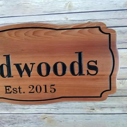 Family Name Custom Sign Est with Date Carved Sign Handmade Last Name Personalized California Redwood