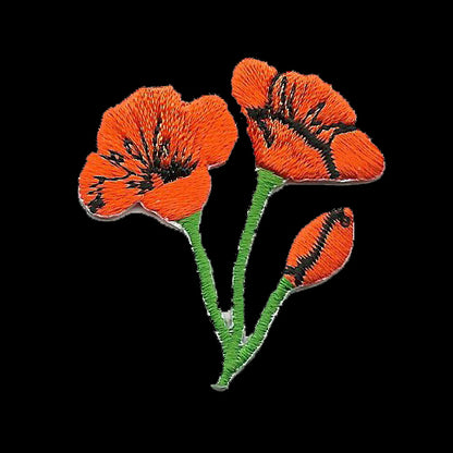 California Poppies Iron On Patch - Cutout Shape - California Souvenir - CA Badge Emblem 1.5"