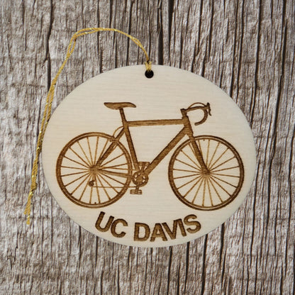 UC Davis Wood Ornament - Mens Bike or Bicycle - Handmade Wood Ornament