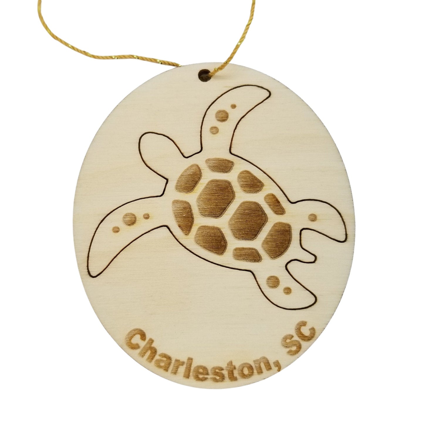 Charleston South Carolina Ornament Handmade Wood Ornament Souvenir SC Sea Turtle Leatherback