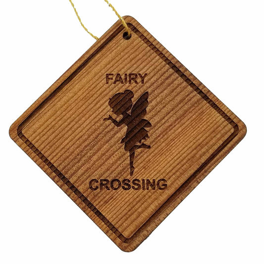 Fairy Crossing Ornament - Fairy Ornament - Wood Ornament Handmade in USA