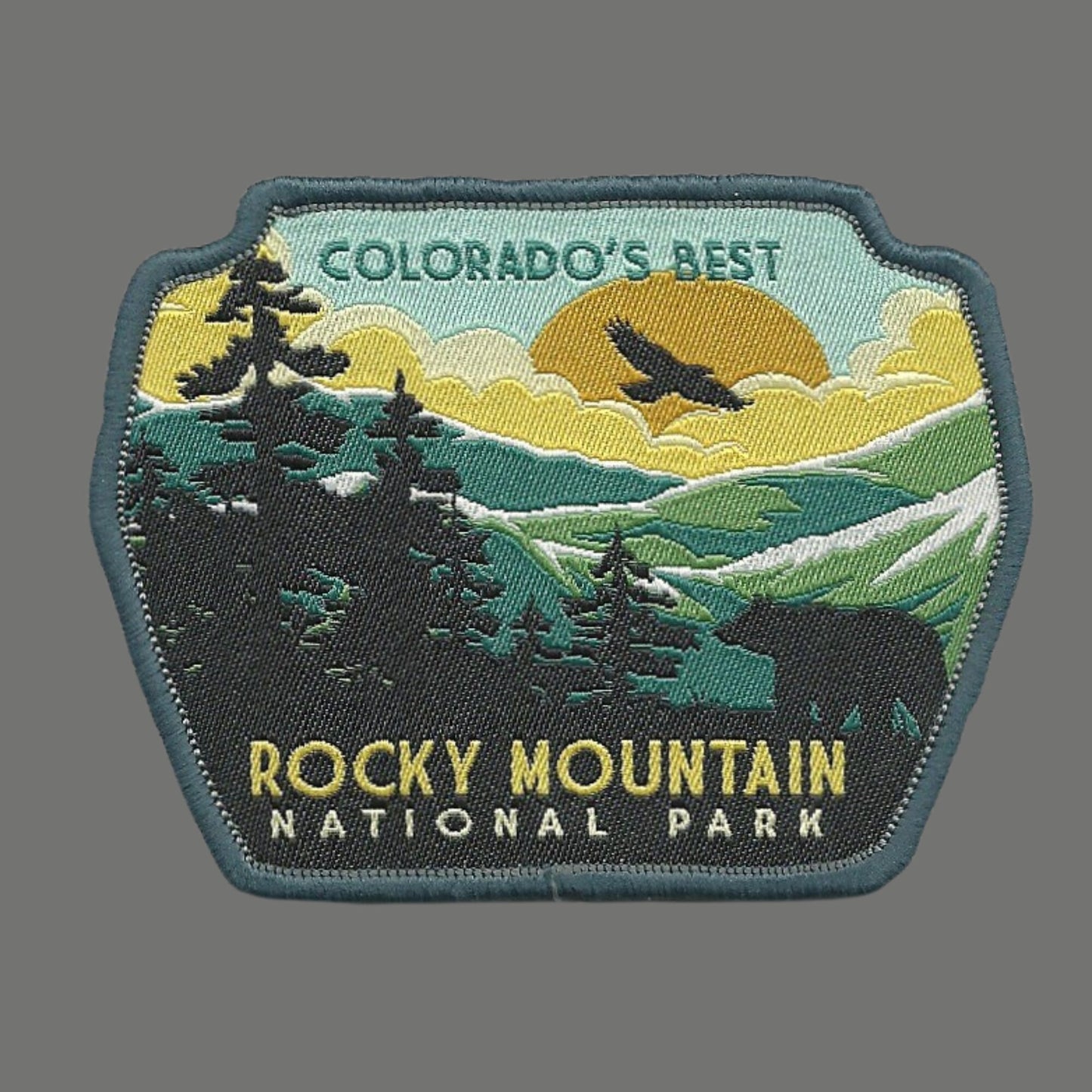 Rocky Mountains Patch – Colorado Travel Patch CO Souvenir Embellishment or Applique 3.25" Iron On Mountains Trees National Park