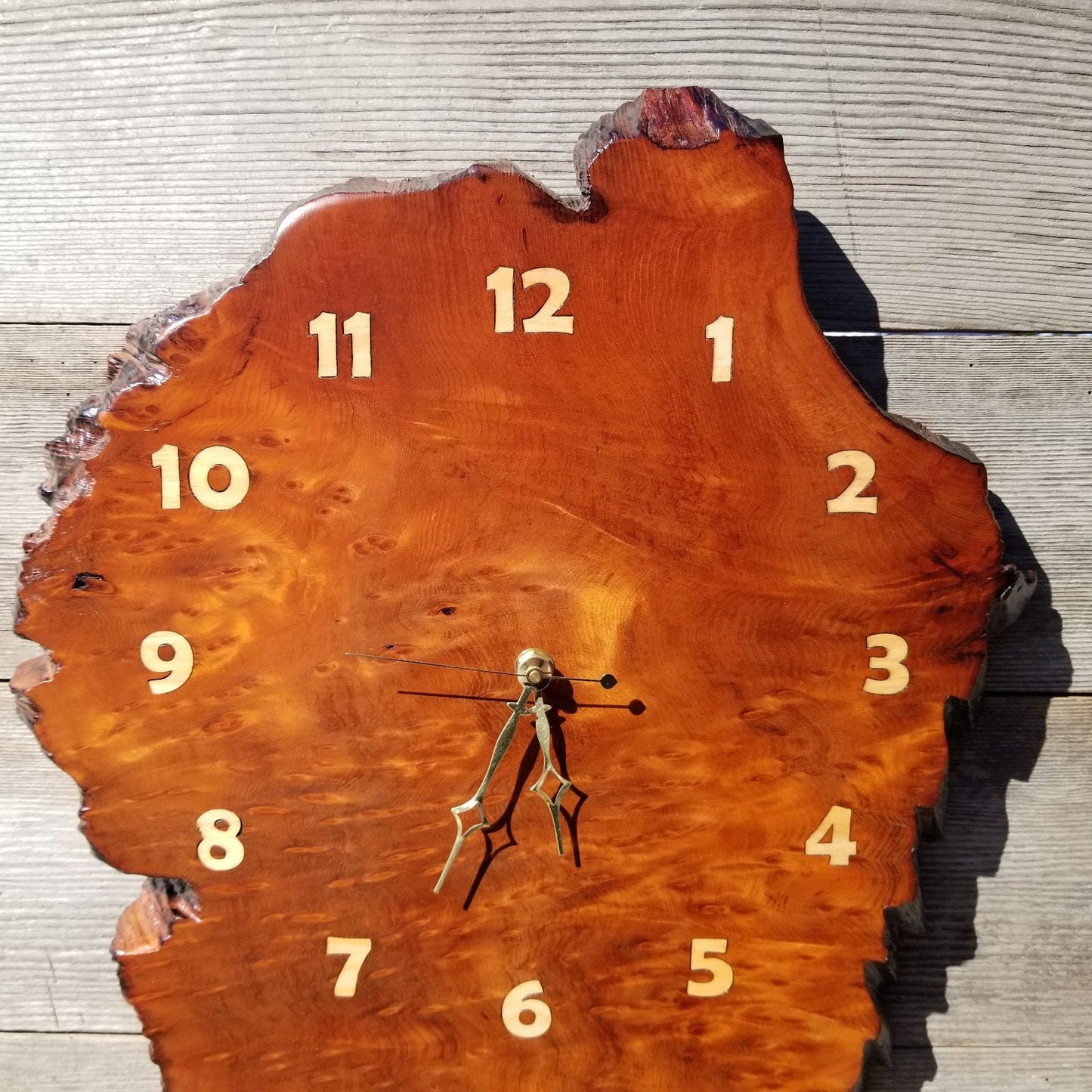 Wood Wall Clock Redwood Burl Hanging Art Rustic Slab #491 Anniversary Gift One of a Kind Unique Gift Handmade LG