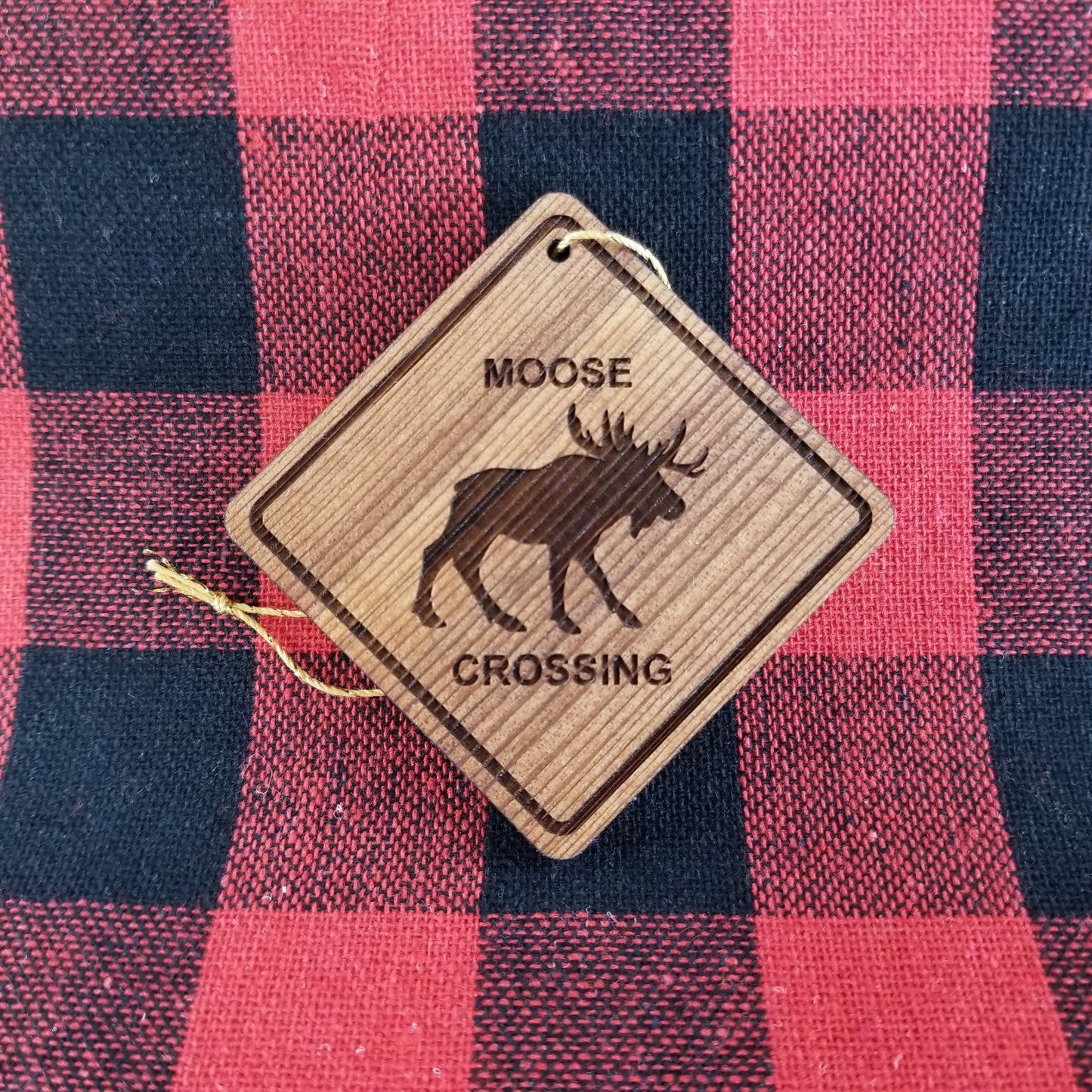 Moose Crossing Ornament - Wood Souvenir - 15160