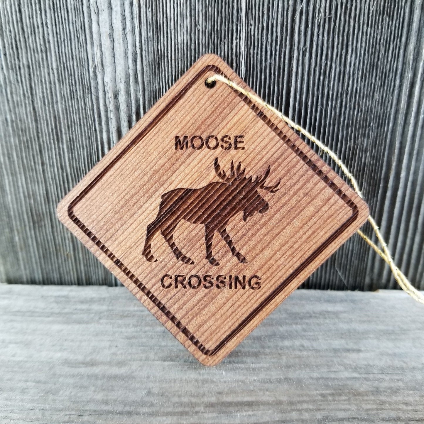 Wholesale Moose Crossing Ornament - Moose Wood Souvenir