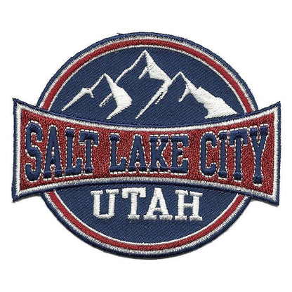 Salt Lake City Utah Patch – SLC UT Mountains – Travel Patch Iron On – UT Souvenir Patch – Embellishment Applique – Travel Gift 3.25"