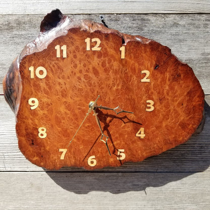 Wood Wall Clock Redwood Burl Hanging Rustic Anniversary Gift One of a Kind Unique Gift #427 Handmade Mini