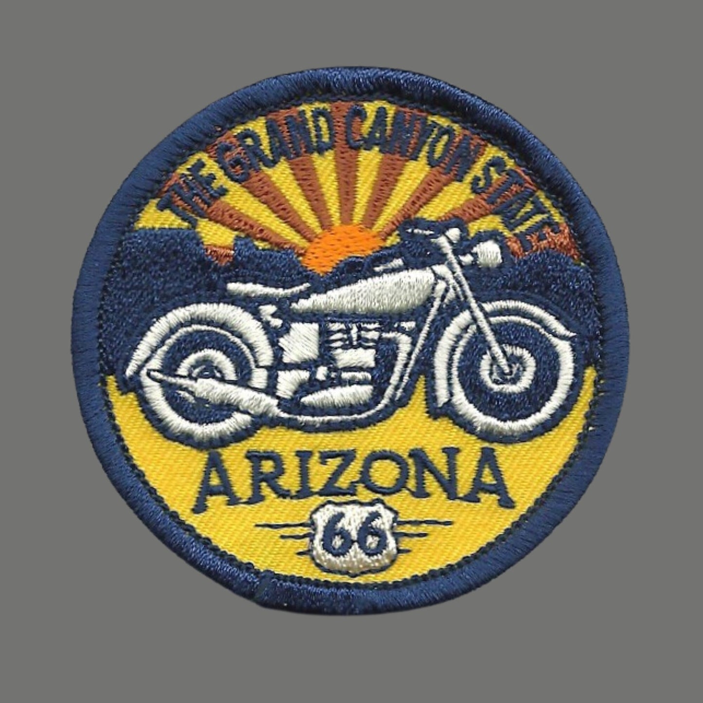 Arizona Patch – Sunrise Sunset Biker Motorcycle Route 66 – Travel Patch AZ Souvenir Applique AZ State 2.5" Iron On Grand Canyon State