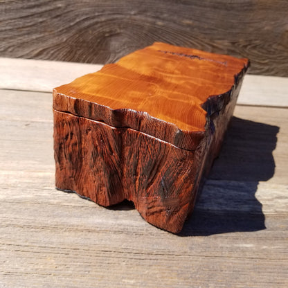 Wood Valet Box Curly Redwood Tree Engraved Rustic Handmade CA Storage #368 Handcrafted Christmas Gift Engagement Gift for Men Jewelry